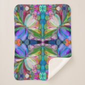 Dragonfly Wildflower Garden Abstract Bloemen Sherpa Deken (Voorkant)