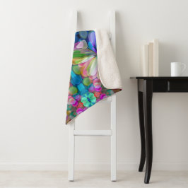 Dragonfly Wildflower Garden Abstract Bloemen Sherpa Deken