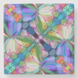 Dragonfly Wildflower Garden Abstract Bloemen Stenen Onderzetter