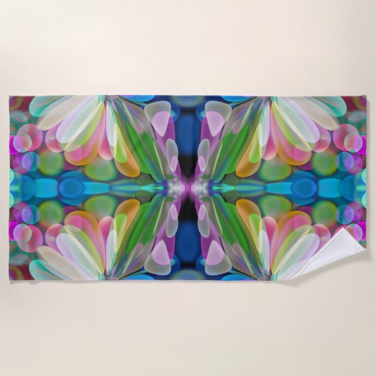 Dragonfly Wildflower Garden Abstract Bloemen Strandlaken (Voorkant)