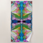 Dragonfly Wildflower Garden Abstract Bloemen Strandlaken (Voorkant)