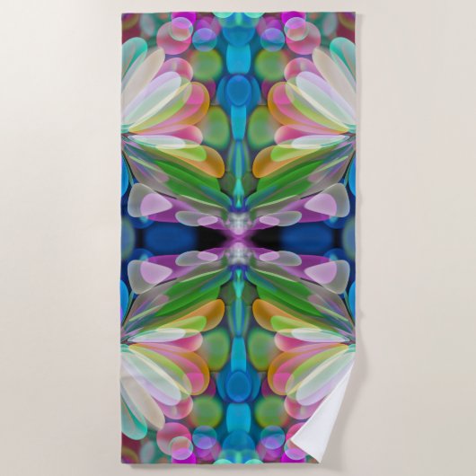 Dragonfly Wildflower Garden Abstract Bloemen Strandlaken (Voorkant)