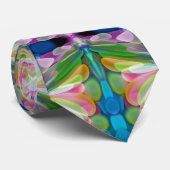 Dragonfly Wildflower Garden Abstract Bloemen Stropdas (Opgerold)