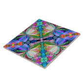 Dragonfly Wildflower Garden Abstract Bloemen Tegeltje (Zijkant)