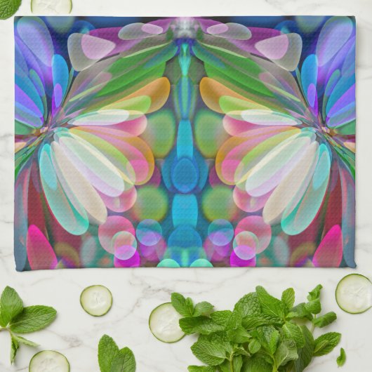 Dragonfly Wildflower Garden Abstract Bloemen Theedoek (Gevouwen)