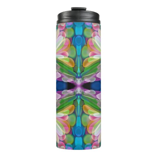 Dragonfly Wildflower Garden Abstract Bloemen Thermosbeker (Voorkant)