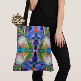Dragonfly Wildflower Garden Abstract Bloemen Tote Bag