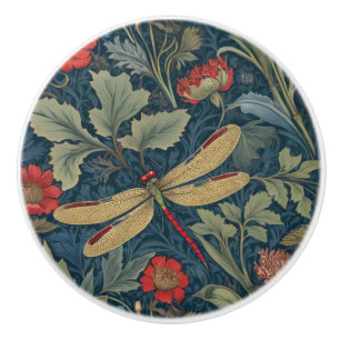 Dragonfly William Morris stijl Linkerkant Keramische Knop