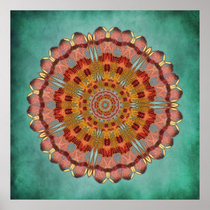 Dragonfly Wing Kaleidoscope Mandala Print