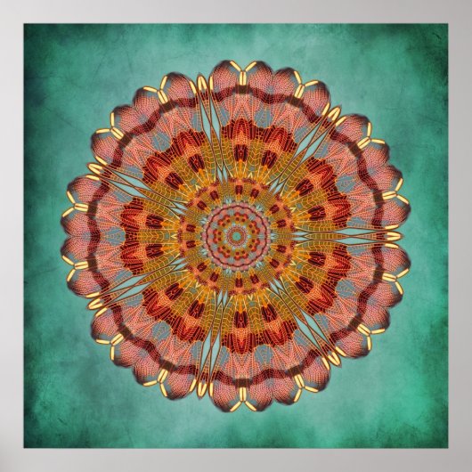 Dragonfly Wing Kaleidoscope Mandala Print (Voorkant)