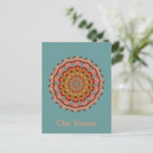 Dragonfly Wing Om Shanti Mandala Briefkaart (Staand voorkant)