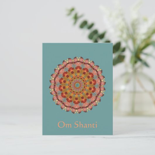 Dragonfly Wing Om Shanti Mandala Briefkaart (Staand voorkant)