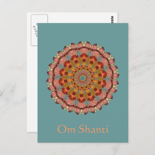 Dragonfly Wing Om Shanti Mandala Briefkaart (Voorkant / Achterkant)
