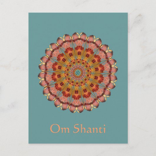 Dragonfly Wing Om Shanti Mandala Briefkaart (Voorkant)