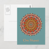 Dragonfly Wing Om Shanti Mandala Briefkaart (Voorkant / Achterkant)