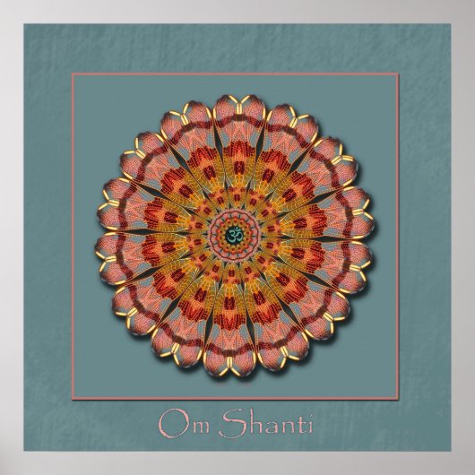 Dragonfly Wing Om Shanti Poster Print (Voorkant)