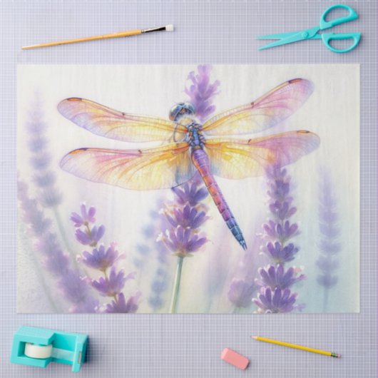 Dragonfly With Lavender Flowers  Tissuepapier (Craft)