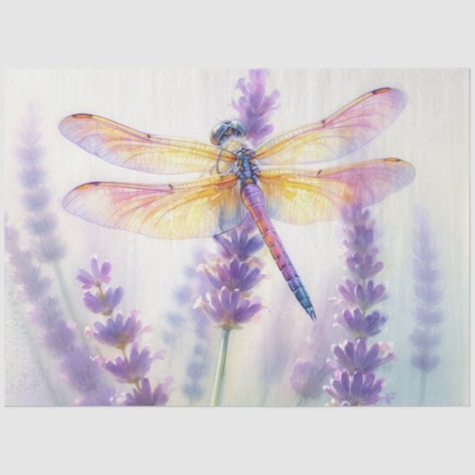 Dragonfly With Lavender Flowers  Tissuepapier (Voorkant)
