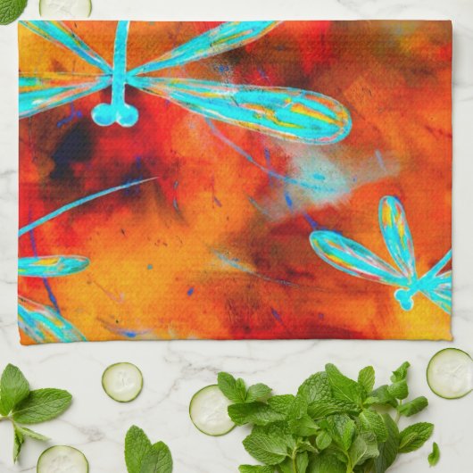 Dragonfly-woestijn Theedoek (Gevouwen)