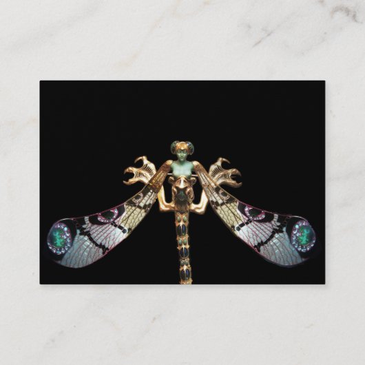 DRAGONFLY WOMAN FANTASIE JUWEEL Grijs Wit Visitekaartje (Achterkant)