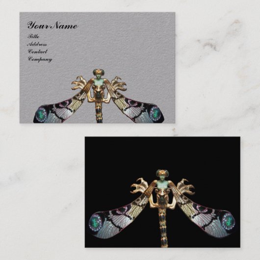 DRAGONFLY WOMAN FANTASIE JUWEEL Grijs Wit Visitekaartje (Voorkant / Achterkant)