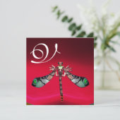 DRAGONFLY WOMAN MONOGRAM, rood Bourgognig goud Kaart (Staand voorkant)