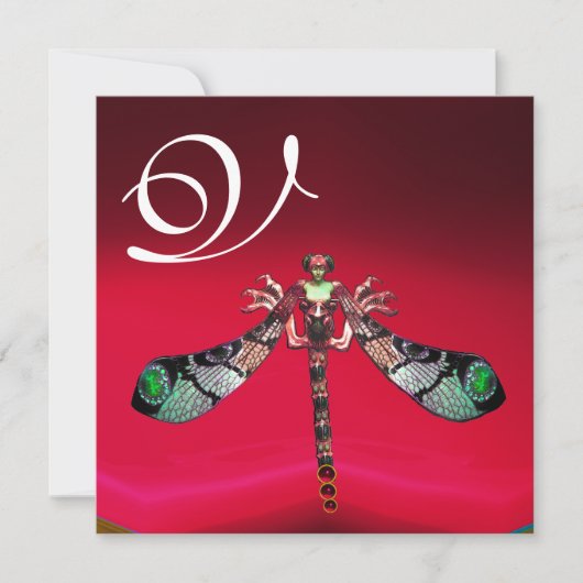 DRAGONFLY WOMAN MONOGRAM, rood Bourgognig goud Kaart (Voorkant)