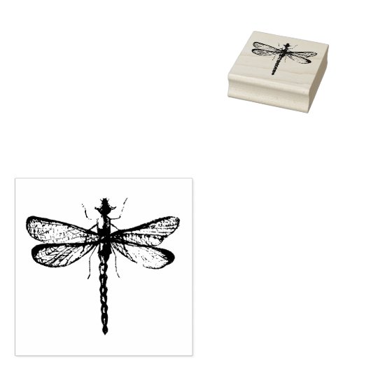 Dragonfly Wood Art Stamp Rubberstempel (Gestempeld)