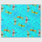 DRAGONFLY WORLD IN BLAUW ABSTRACT-ONTWERP CADEAUPAPIER (Vlak)
