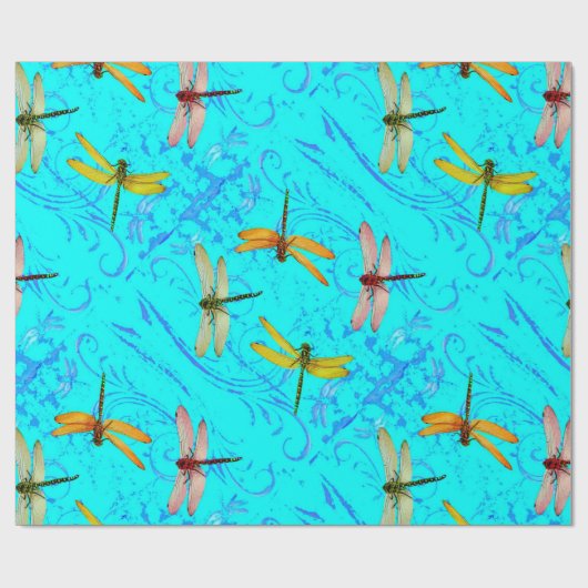 DRAGONFLY WORLD IN BLAUW ABSTRACT-ONTWERP CADEAUPAPIER (Vlak)