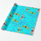 DRAGONFLY WORLD IN BLAUW ABSTRACT-ONTWERP CADEAUPAPIER (Uitgerold)