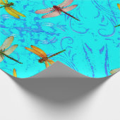 DRAGONFLY WORLD IN BLAUW ABSTRACT-ONTWERP CADEAUPAPIER (Hoek)