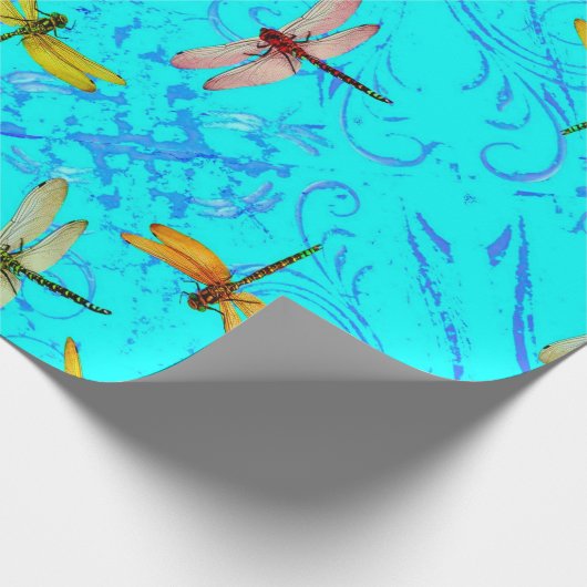 DRAGONFLY WORLD IN BLAUW ABSTRACT-ONTWERP CADEAUPAPIER (Hoek)