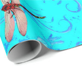 DRAGONFLY WORLD IN BLAUW ABSTRACT-ONTWERP CADEAUPAPIER (Rol Hoek)