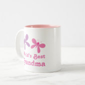 Dragonfly World's Best Grandma Gift Tweekleurige Koffiemok (Voorkant links)