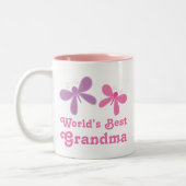 Dragonfly World's Best Grandma Gift Tweekleurige Koffiemok (Links)