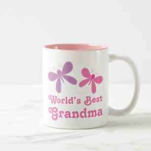 Dragonfly World's Best Grandma Gift Tweekleurige Koffiemok
