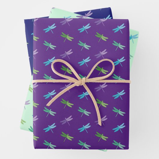 Dragonfly Wrapping Paper Flat Sheet Set van 3 (In situ)