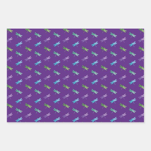 Dragonfly Wrapping Paper Flat Sheet Set van 3 (Voorkant)