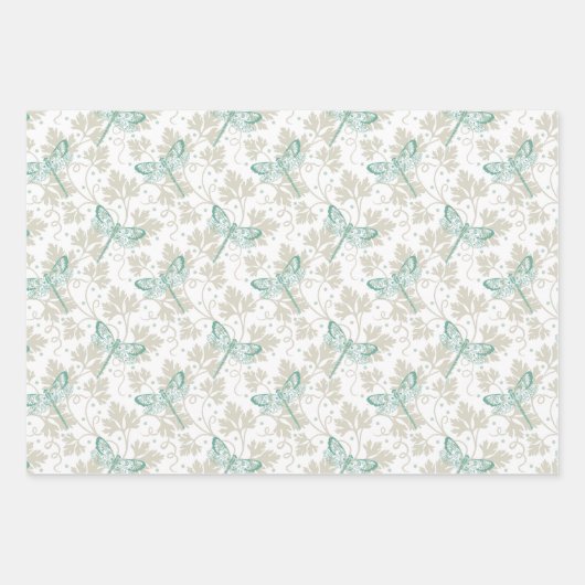 Dragonfly Wrapping Paper Flat Sheet Set van 3 (Voorkant 3)