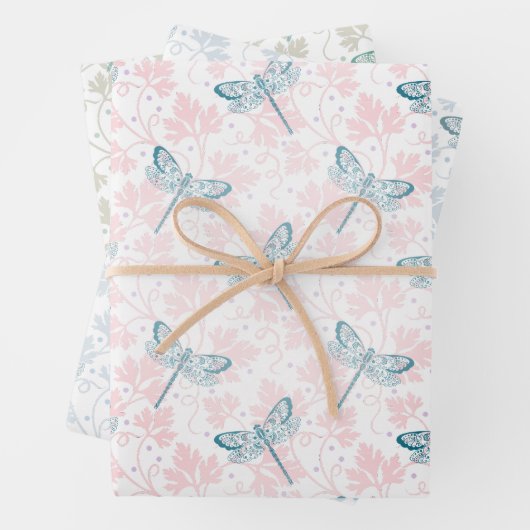 Dragonfly Wrapping Paper Flat Sheet Set van 3 (In situ)