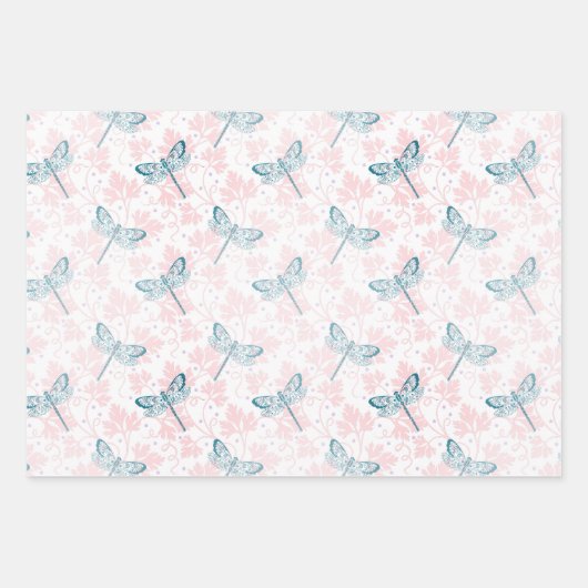 Dragonfly Wrapping Paper Flat Sheet Set van 3 (Voorkant)