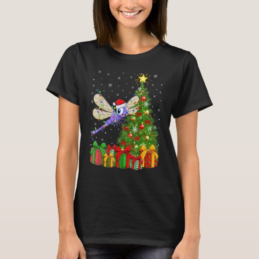 Dragonfly   Xmas Holiday Santa Dragonfly Christmas T-shirt (Voorkant)