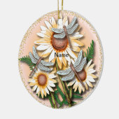 Dragonfly Yellow Daisy Keramisch Ornament (Links)