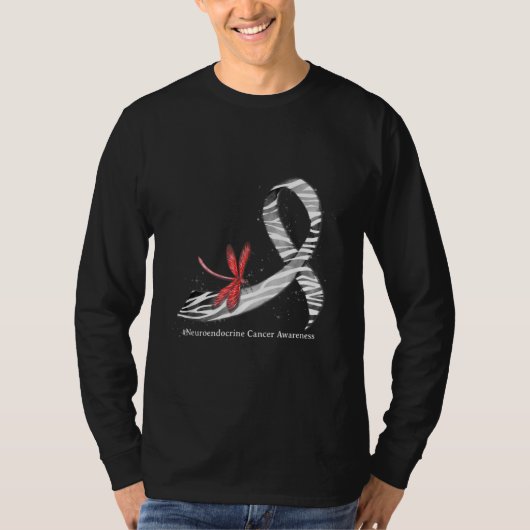 Dragonfly Zebra Ribbon Neuroendocrine Cancer AWare T-shirt (Voorkant)