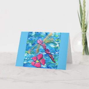 Dragonfly-Zee Glass Mix Media Collage Kaart