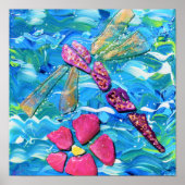 Dragonfly Zee Glass Mix Media Collage Poster (Voorkant)
