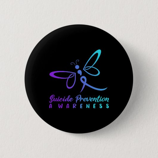 Dragonfly: zelfmoordpreventie Bewustmakingsroze en Ronde Button 5,7 Cm (Voorkant)