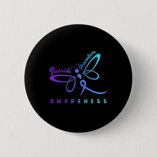 Dragonfly: zelfmoordpreventie Bewustmakingsroze en Ronde Button 5,7 Cm (Voorkant)
