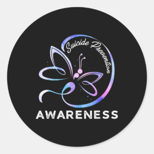 Dragonfly: zelfmoordpreventie Bewustmakingsroze en Ronde Sticker